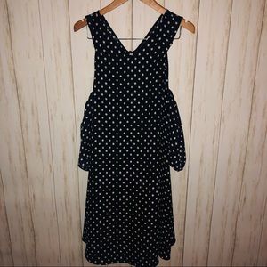 Decree black polka dot dress Large, button back